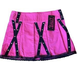 Women's Pink Size Small BNWT Vintage Y2K Mini Skirt Leather Studded Tripp NYC